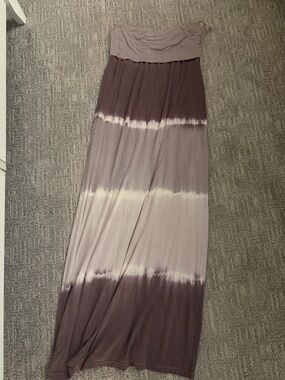 Women’s Ombre Tie-Dye Maxi Skirt or tube top dress in Taupe and Light Gray